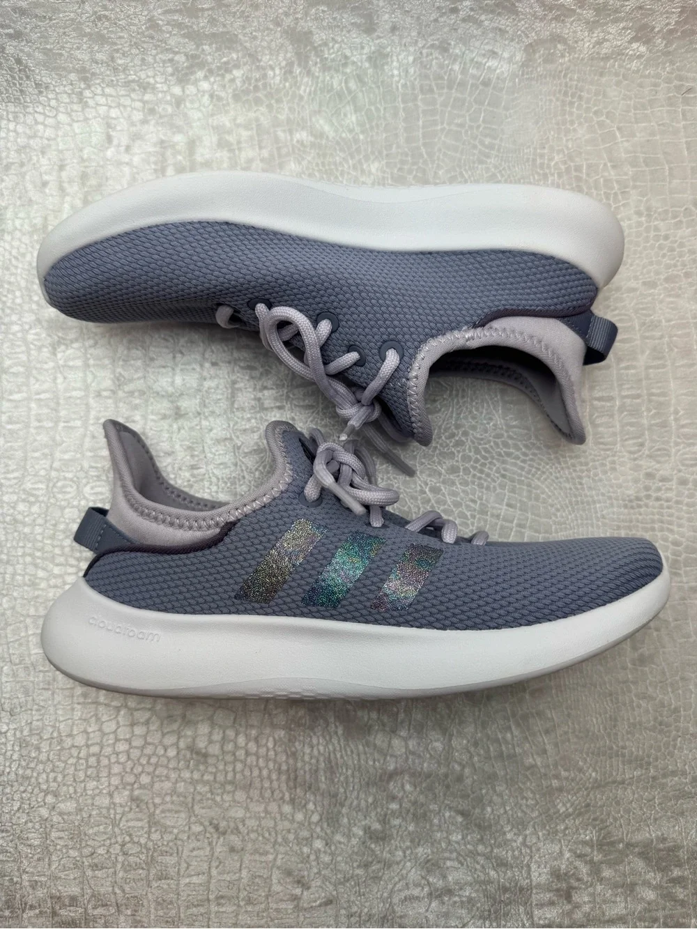 Adidas Cloudfoam Silver Violet Pure Big Kid Size 3 shoes